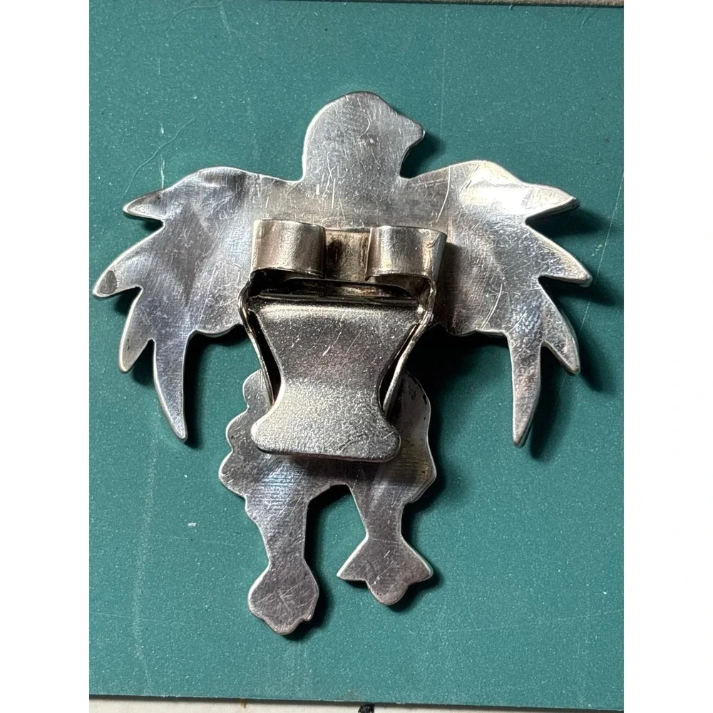 Vintage Sterling Zuni Inlay Bolo Eagle‎ Dancer Sterling Silver Turquoise Coral